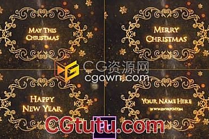 PR预设-皇家时尚徽章豪华金框头衔演绎冬季推广新年假期节日标题动画