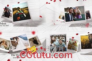 AE模板-浪漫视频相册花瓣动画友谊家庭婚礼爱情故事照片幻灯片