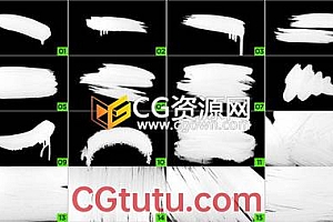 16种水墨笔刷动画效果带lpha 可以做影片擦除遮罩转场 免费下载