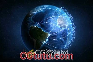 视频素材 高科技地球地点连线动画 全球数字化互联网市场背景素材