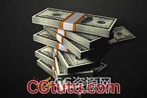 1080P视频素材 成捆放置的美元钞票掉落堆积动画效果 带Alpha通道