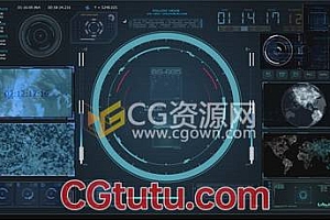 免费下载4K分辨率视频素材HUD虚拟雷达全息接口系统座舱