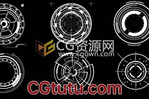 高科技感HUD视频素材6组圆形全息图界面动画