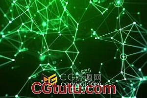 视频素材-三维空间感科技感发光点线粒子连结数据监视器背景动画