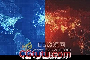 视频素材3套世界全球地图网络线路高科技动态视频素材
