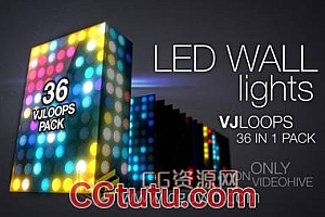 VJ视频素材 36组LED大屏幕彩色灯光闪烁循环背景动态