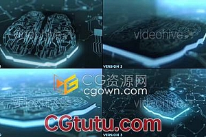 未来科技感数字大脑人工智能网络连接动画视频素材免费下载
