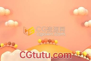 视频素材-3D卡通秋天山地景观背景动画制作儿童电视节目玩具频道童谣视频