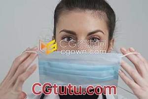 年轻女医生示范怎样带好口罩防止COVID-19防护措施4K实拍视频素材下载