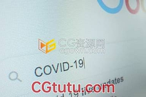 实拍4K分辨率视频素材使用谷歌搜索COVID-19相关信息操作电脑屏幕