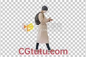 4K分辨率专业拍摄女人走路带医用口罩使用消毒剂实拍视频素材下载