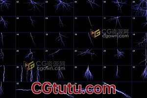 35组4K分辨率暴风雨雷电闪烁闪电发光光线效果动画视频素材下载