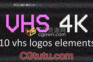 10组4K分辨率VHS效果复古电视雪花失真故障画面效果视频素材下载