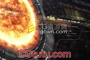 高科技HUD技术概念矩阵太阳粒子全息日冕效果视频素材下载