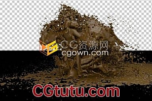 巧克力果酱粘性流动水动画舞蹈带动飞溅模拟特效视频素材下载