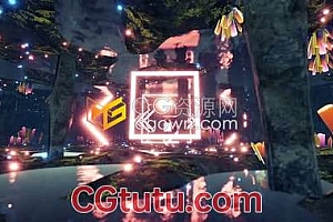 VJ素材-复古岩石霓虹灯场景动画舞蹈动态背景设计视频素材下载