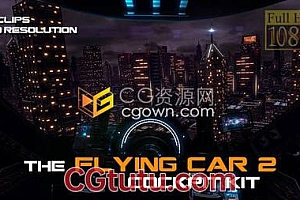 视频素材-在未来大都城市建筑物中飞行驾驶舱视图动画视频