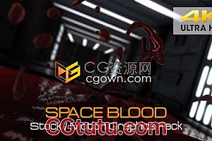 4K视频素材-在太空科幻血液飞溅慢动作效果视频有3种角度