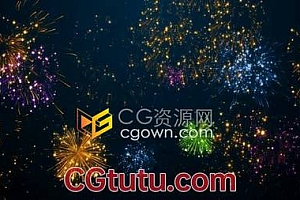 视频素材-Fireworks烟花带Alpha透明通道狂欢节日庆祝活动