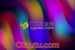 4K视频素材-多彩色抽象波浪旋转动画视觉效果魅力LED背景素材