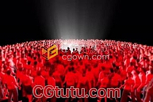 视频素材-人群汇聚成Youtube网站图标LOGO动画带透明通过效果