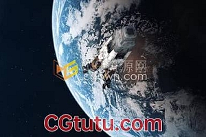 视频素材-航拍地球大气层火箭宇宙飞船飞行离开地球进入外太空