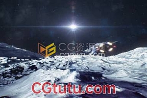 视频素材-宇宙飞船在月球表面上飞行太空探索科幻素材