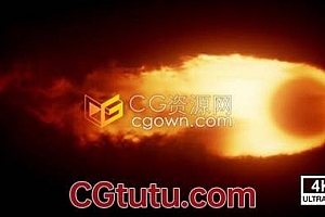 4K火球燃烧火花烟雾迸发特效动画背景视频素材免费下载
