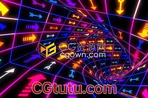 VJ素材-多彩箭头霓虹灯隧道效果夜总会派对背景视频素材