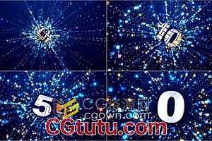 闪耀炫彩粒子隧道倒计时背景数字10倒数开场白视频素材免费下载