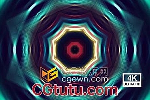4K抽象彩色八角形光线灯棱镜射线艺术背景视频VJ素材