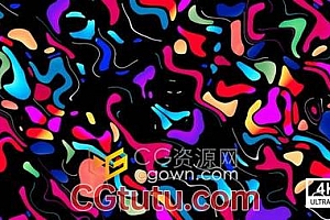 4K视频素材-抽象五彩时尚几何图案流体动画动态VJ背景素材