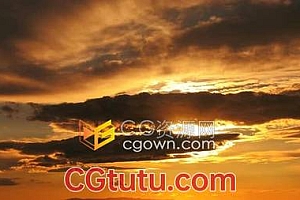 实拍橘黄色的夕阳火烧云自然景观4K视频素材免费下载