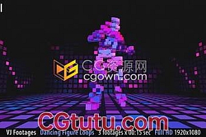 3组跳舞人物镜头音乐表演Disco俱乐部夜总会led立方体vj循环视频素材