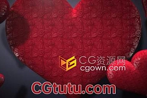 视频素材-大红爱心背景情人节派对活动动态宣传海报