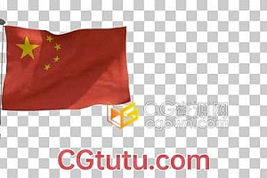 带Alpha通道旗杆上飘扬的国旗五星红旗视频素材