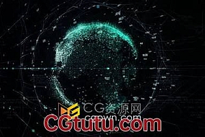 视频素材-HUD全息地球信息图表互联网科技背景动画素材