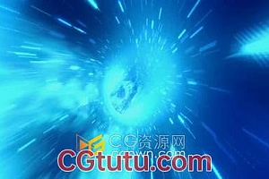 视频素材-深蓝漩涡虫洞穿行超空间隧道光速飞行宇宙探索主题