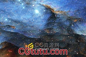 飞往蓝色星云繁星点点星系场景动画背景视频素材下载