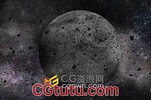 月球小行星3D场景宇宙围绕碎石空间动画视频素材下载