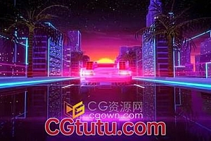复古霓虹灯城市场景循环动画背景视频VJ素材
