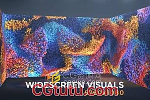 七彩色波浪粒子动画超宽屏LED屏幕墙投影舞台VJ视频素材