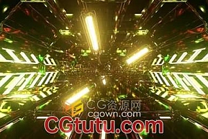 VJ素材3D科幻灯光隧道舞台背景视频素材下载