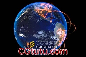 3D全球网络连接通信线条地球动画视频素材带通道