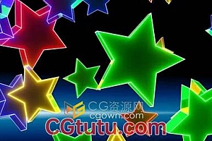 多彩霓虹灯3D星星形VJ循环背景视频素材制作