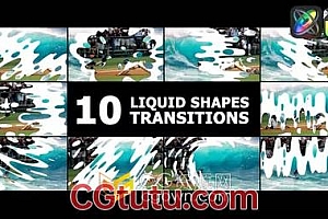 FCPX插件10种卡通流体图形动画转场过渡Liquid Shapes Transitions