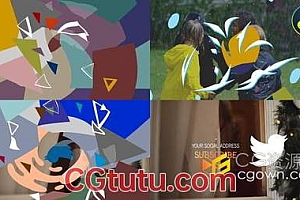 多彩手绘几何卡通动态创意标志LOGO动画达芬奇模板