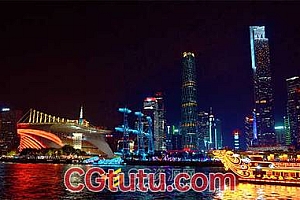 广州塔CBD城市珠江繁华夜景实拍视频素材