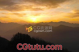 大山朝霞曙光日出壮丽户外风景实拍视频素材