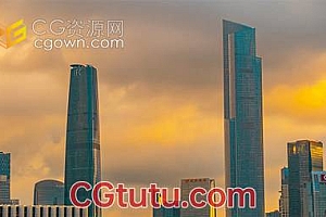 延时广州国际金融中心黄昏彩云实拍视频素材